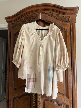 Magnolia Pearl Cream Floral Patchwork Blouse